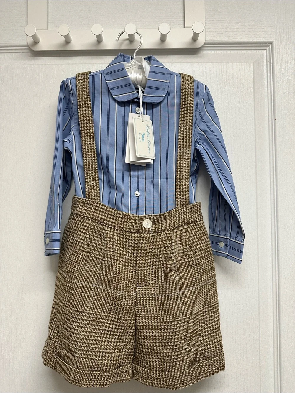 Ralph Lauren Light Blue and Navy Striped Button-Down Shirt 24 months